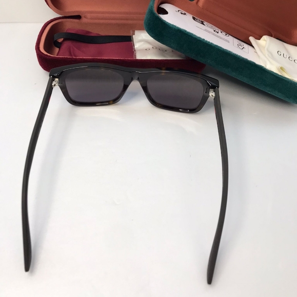 - New- 💯 original  Gucci Grey/Brown Havana GG0008S Square Sunglasses - Picture 12 of 12